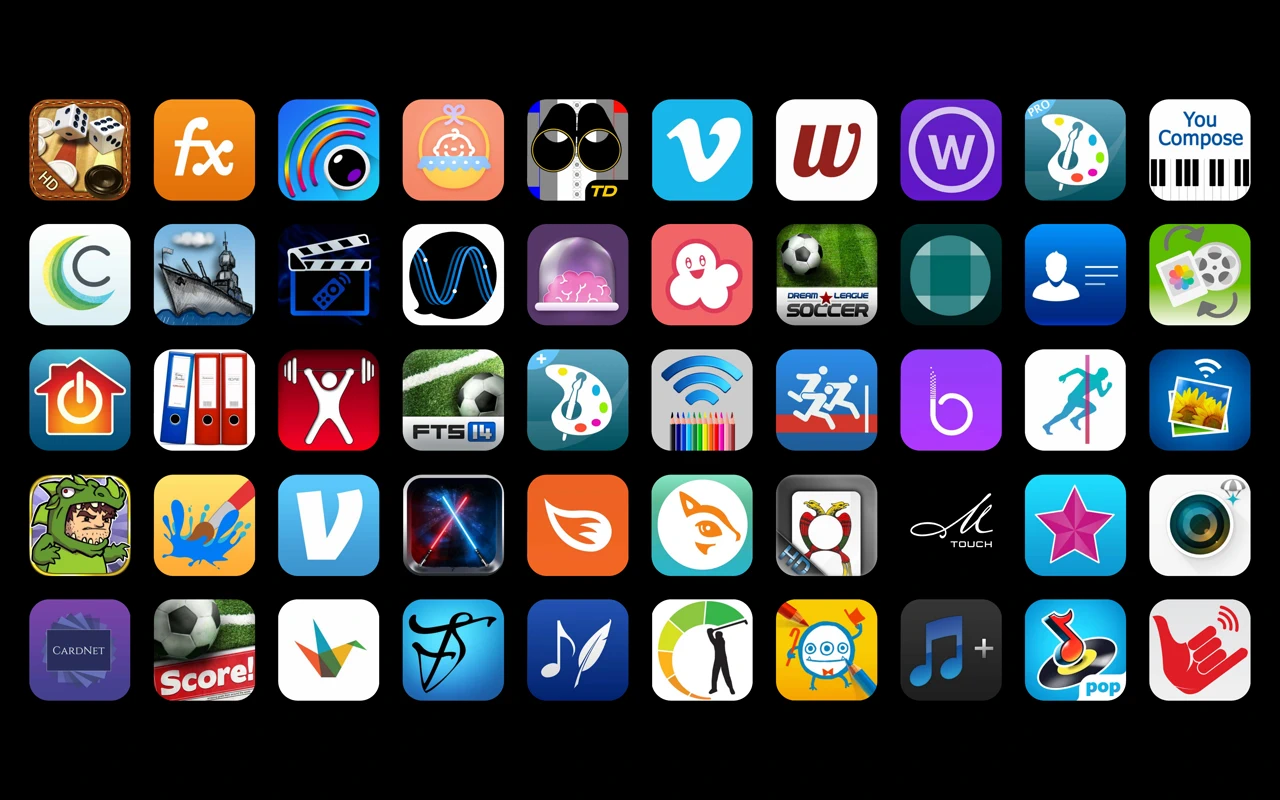 Slide 6 of Apple's WWDC14 Session 709 presentation, showing Ultrakam Remote Control's blue clapperboard and remote-control icon among selected apps.